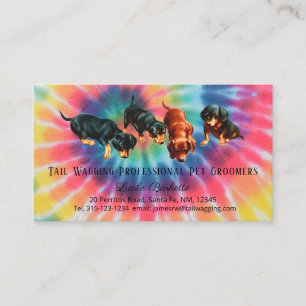 Dachshund-Tierpflege Tie Dyed Regenbogen-Stolz Visitenkarte