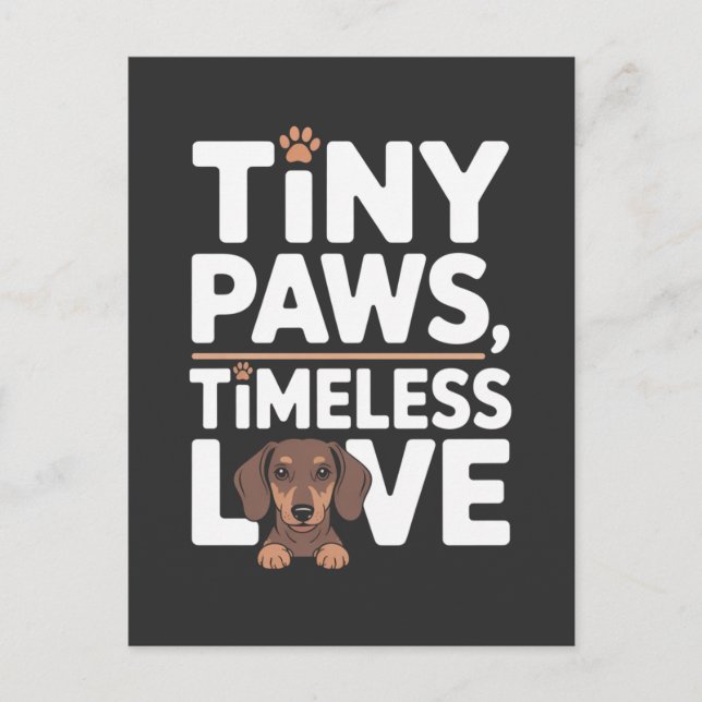 Dachshund Tiny Paws, Timeless Love Ankündigungspostkarte (Vorderseite)