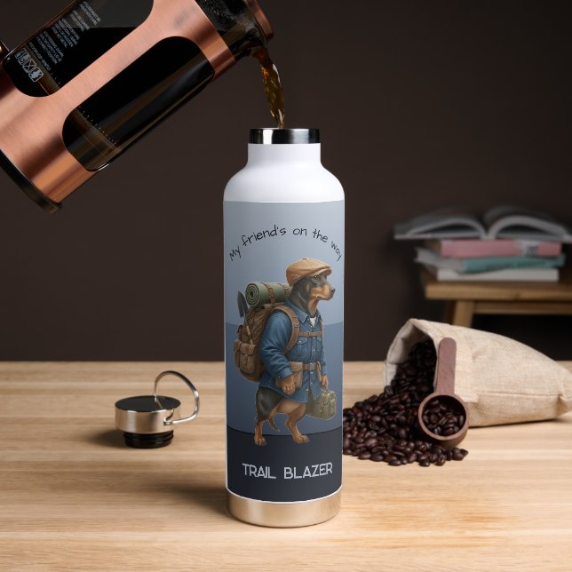 Dachshund Trail Blazer Hiker Drawstring Adventure  Trinkflasche (Kaffee)