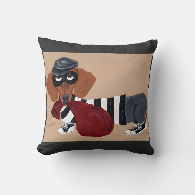 Dachshund Treat Thief Burglar Kissen (Vorderseite)