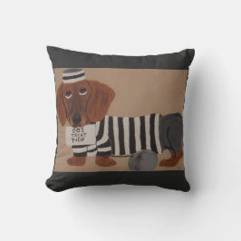 Dachshund Treat Thief Jailbird Kissen