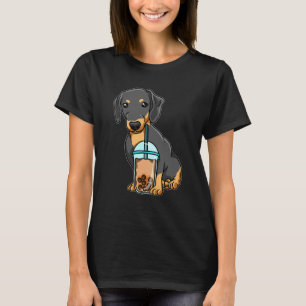 Dachshund trinkt Bubble Tea Süße Tiere Mit Bo T-Shirt