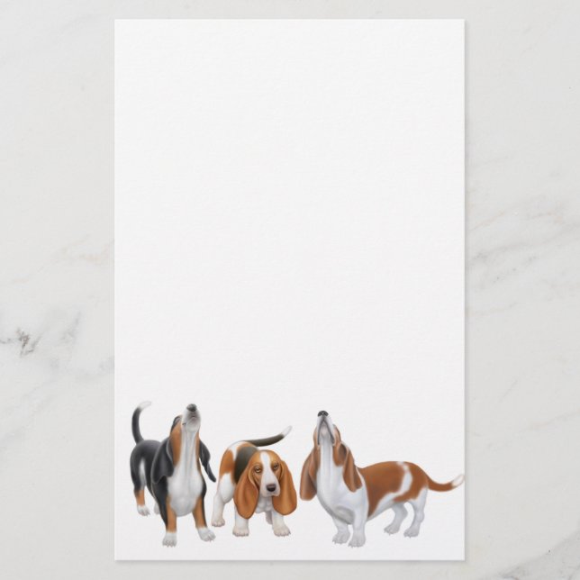 Dachshund-Trio stationär Briefpapier (Vorderseite)