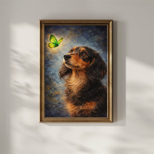 Dachshund und Schmetterling Poster