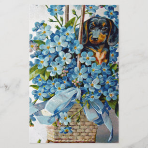 Dachshund und Vergissmeinnicht Briefpapier