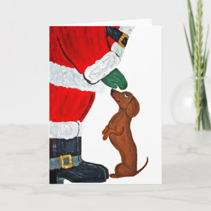 Dachshund und Weihnachtsmann Feiertagskarte