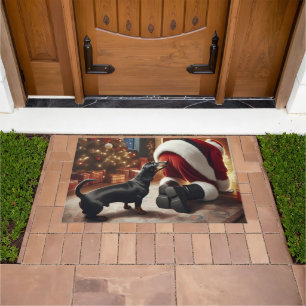 Dachshund und Weihnachtsmann Fußmatte