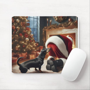 Dachshund und Weihnachtsmann Mousepad