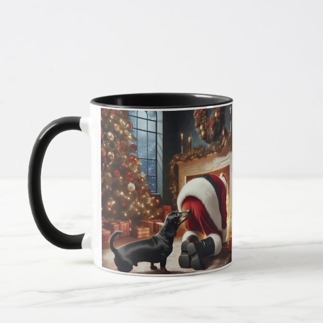 Dachshund und Weihnachtsmann  Tasse (Links)