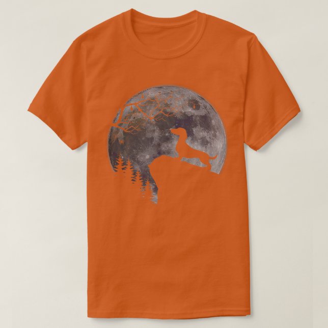 Dachshund Under Moon Halloween Dog Lovers  T-Shirt (Design vorne)