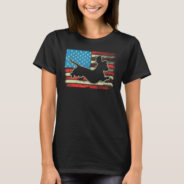 Dachshund USA Flag Doxie Weiner Dog 4th of July Pa T-Shirt (Vorderseite)