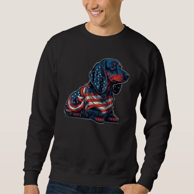 Dachshund USA patriotic US Flag Gifts Dog Lover_1 Sweatshirt (Vorderseite)