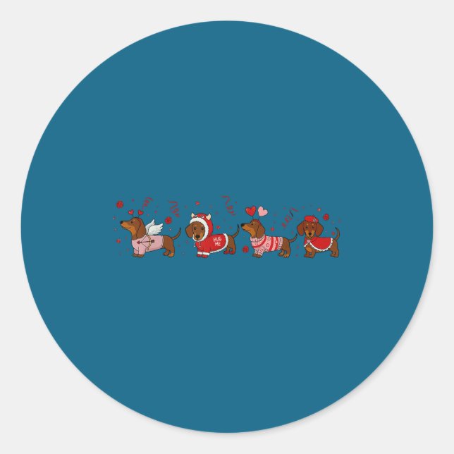 Dachshund Valentine Dachshund Valentine’s Day Saus Runder Aufkleber (Vorderseite)