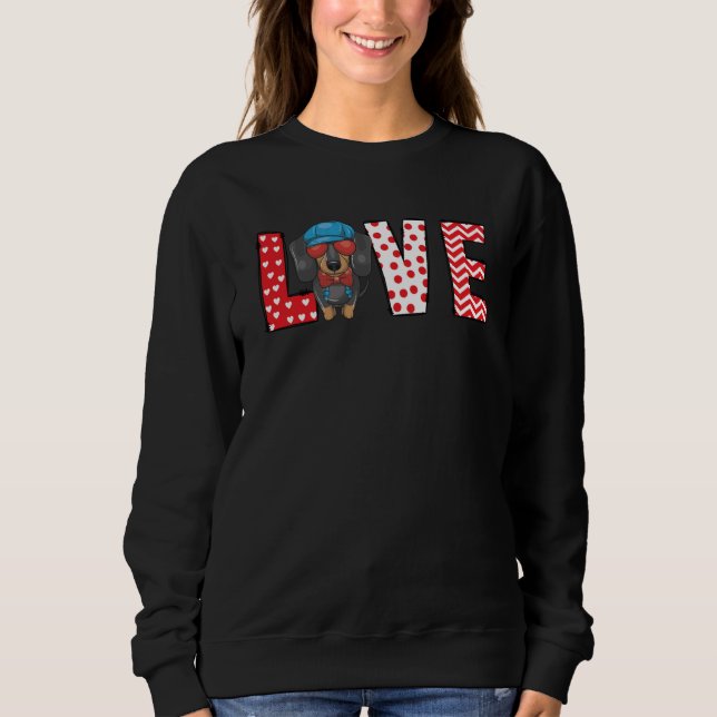 Dachshund Valentines Day Love Valentine Cute Heart Sweatshirt (Vorderseite)