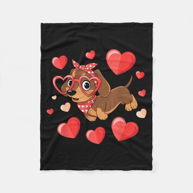 Dachshund Valentines Day Wiener Dog Lover Weenie H Fleecedecke (Vorderseite)