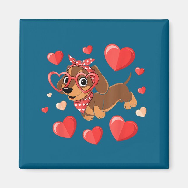 Dachshund Valentines Day Wiener Dog Lover Weenie H Magnet (Vorne)