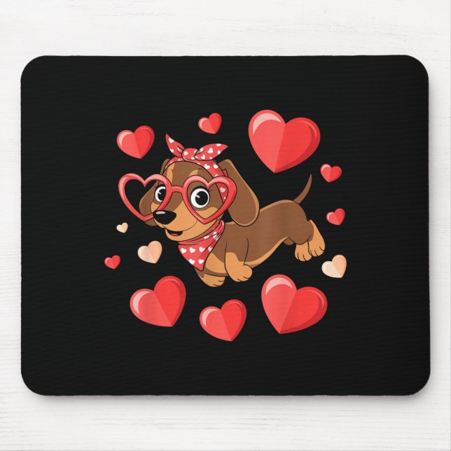 Dachshund Valentines Day Wiener Dog Lover Weenie H Mousepad (Vorne)
