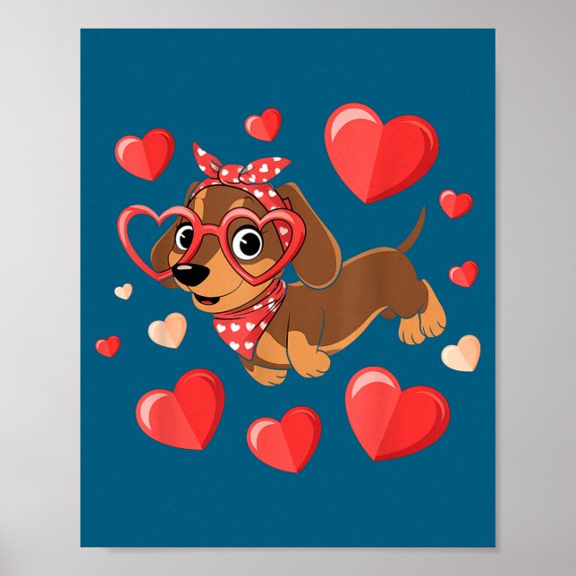 Dachshund Valentines Day Wiener Dog Lover Weenie H Poster (Vorne)