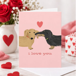 Dachshund Valentinskuss Süße Hunde Valentinstag Feiertagskarte