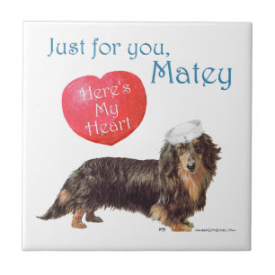 Dachshund Valentinstag Fliese
