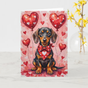 Dachshund Valentinstag Hund mit Herzen Rot Karte