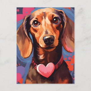 Dachshund Valentinstag Postkarte