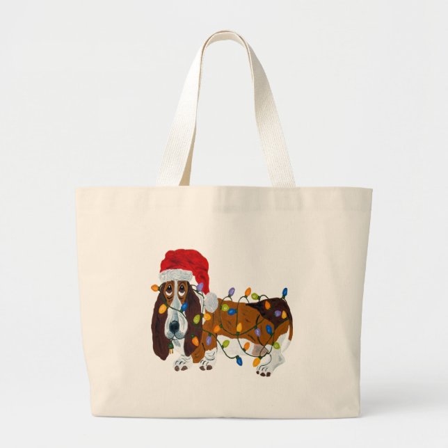 Dachshund verwirrt in den Weihnachtslichtern Jumbo Stoffbeutel (Vorne)