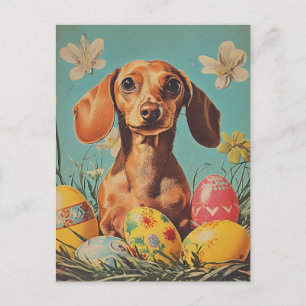 Dachshund Vintage Ostern  Postkarte