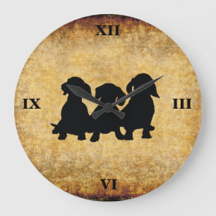 Dachshund Vintage römische Zahlen Wanduhr