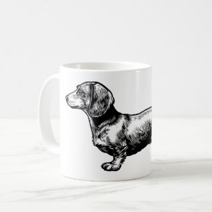 Dachshund-Vintage-Stichillustration Kaffeetasse