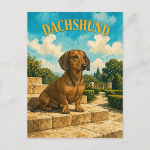 Dachshund, Vintage Wasserfarben-Hundekunst Postkarte