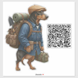 Dachshund Wanderer + QR Code Aufkleber
