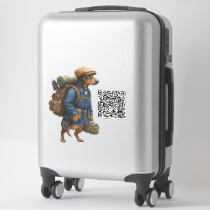 Dachshund Wanderer + QR Code Aufkleber