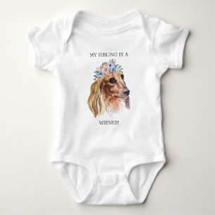 Dachshund-Wasserfarbe Lustiger Spruch Baby-Body Baby Strampler
