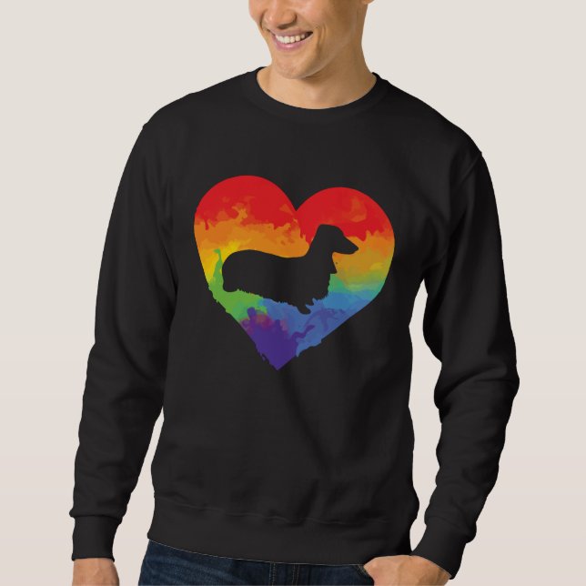 Dachshund Watercolor Rainbow Heart for Dachshund Sweatshirt (Vorderseite)