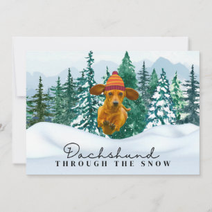 Dachshund watet durch den Schnee Weihnachts-Spaß H Feiertagskarte