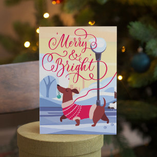 Dachshund Weihnachten  Frohe Festtags-Kalligrafie