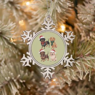 Dachshund Weihnachten Hundemama Liebhaber Weihnach Schneeflocken Zinn-Ornament