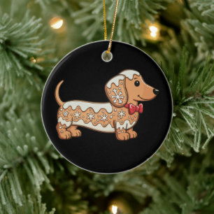 Dachshund Weihnachten Lebkuchen Weiner Hund  Keramik Ornament