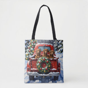 Dachshund Weihnachten Rotes Lastwagen Urlaub