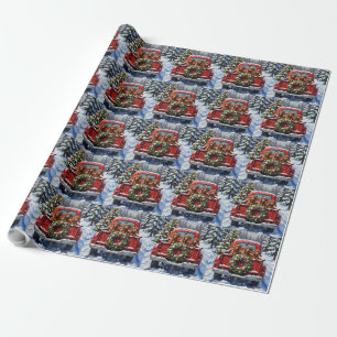 Dachshund Weihnachten Rotes Lastwagen Urlaub Geschenkpapier