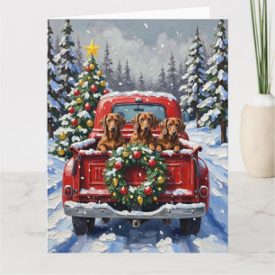 Dachshund Weihnachten Rotes Lastwagen Urlaub Karte
