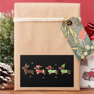 Dachshund Weihnachten Wiener Hund Liebhaber Urlaub Rechteckiger Aufkleber