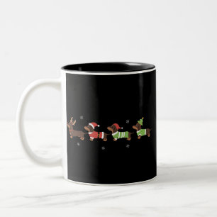 Dachshund Weihnachten Wiener Hund Liebhaber Urlaub Zweifarbige Tasse