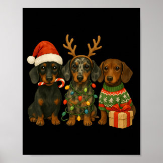 Dachshund Weihnachten Wiener Hund Santa Hut Weenie Poster