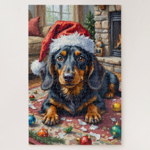 Dachshund-Weihnachtsbaum-Schmuck-Zerstörer-Hut Puzzle
