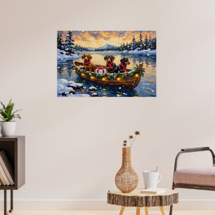 Dachshund-Weihnachtsboot-Feiertag Poster