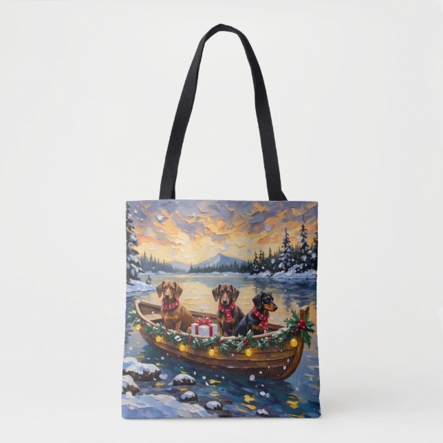 Dachshund Weihnachtsboot Urlaub (Vorderseite)