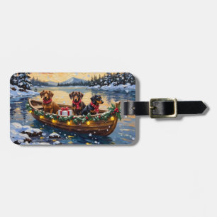 Dachshund Weihnachtsboot Urlaub Gepäckanhänger