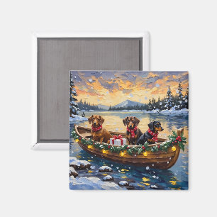 Dachshund Weihnachtsboot Urlaub Magnet